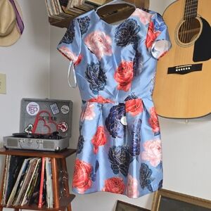 CHI CHI LONDON Floral Dress in Blue and Pink